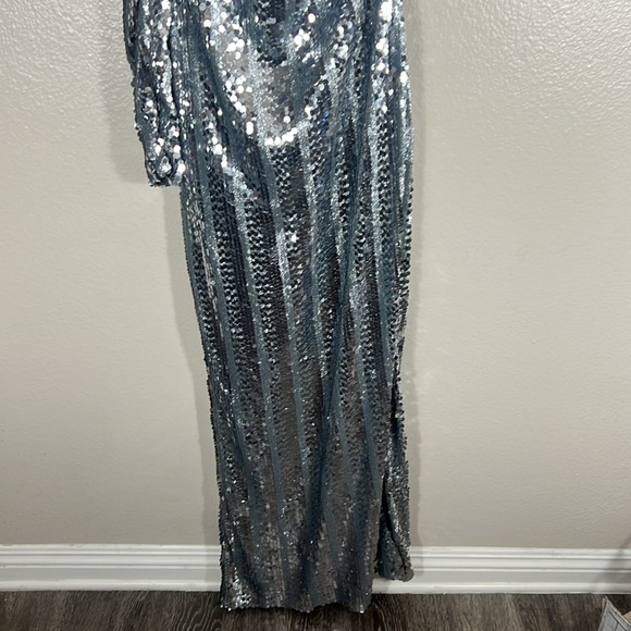 Michael Costello Hudson Silver Sequin Maxi Gown - Picture 3 of 7